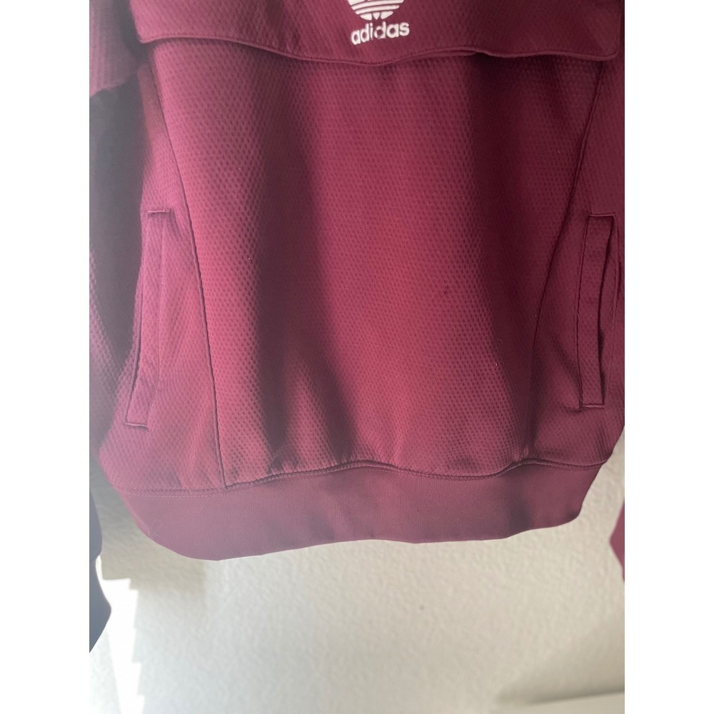 Adidas Originals Maroon Burgundy 3-Stripe Activewear Hooded Sweatshirt Womens M - Picture 4 of 11